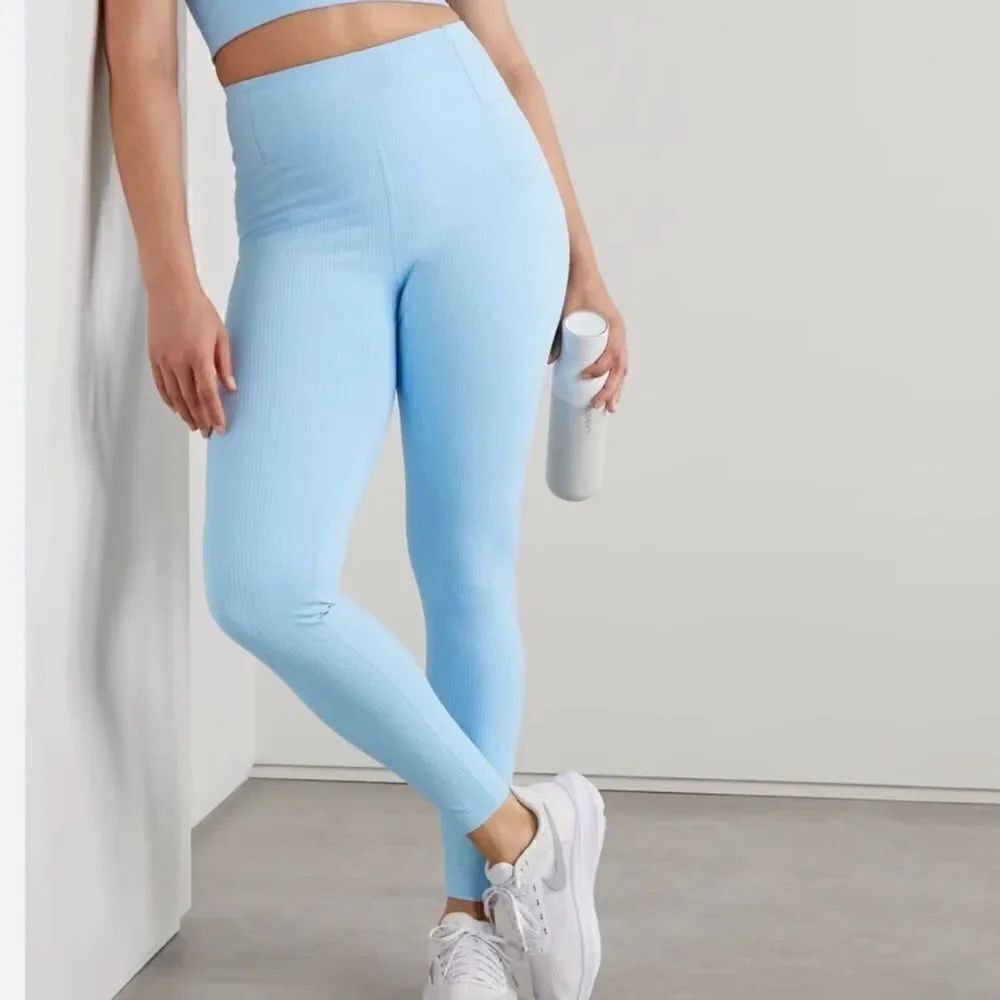 Girlfriend Collective Rib High Rise Blue Leggings Women's Large
